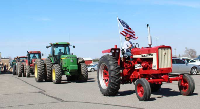 Tractors in line